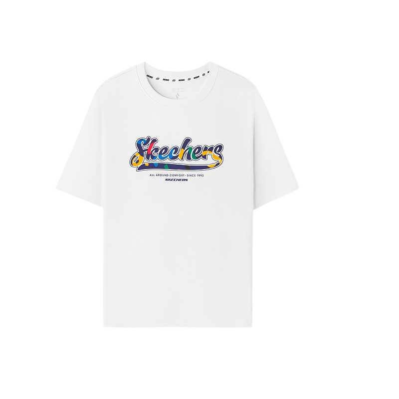 Skechers T Shirts Unisex Bright White 0019 Crew Neck Moderate
