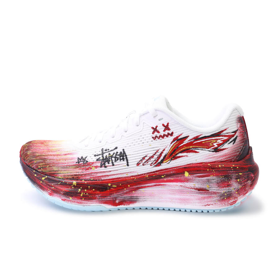 Li-Ning Li Ning Version 2.0 Cushioning Breathable Slip Resistant Low top Rubber, EVA Casual Running Shoes Unisex Black Red Gold