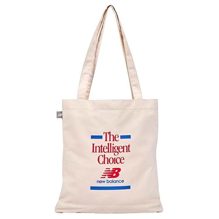 New Balance New Balance Graphic Canvas Tote Bag, Shopping Bag, Shoulder Bag Unisex Beige & Red