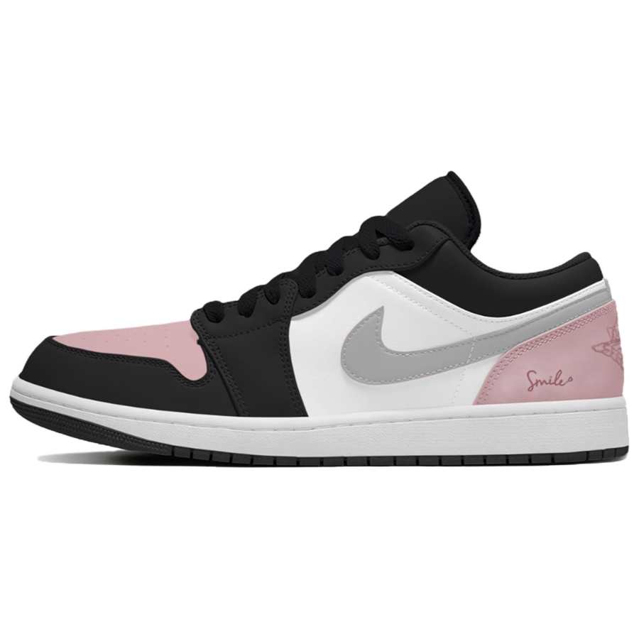 Jordan Jordan Air Jordan 1 Shadow Powder Leather Cushioning Abrasion Resistant Low top Children's Basketball Shoes Pink Unisex