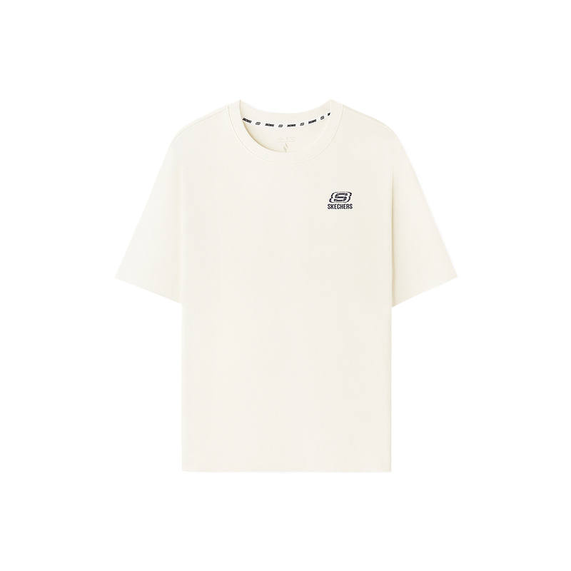 Skechers T Shirts Unisex Marshmallow White 0074 Crew Neck Moderate