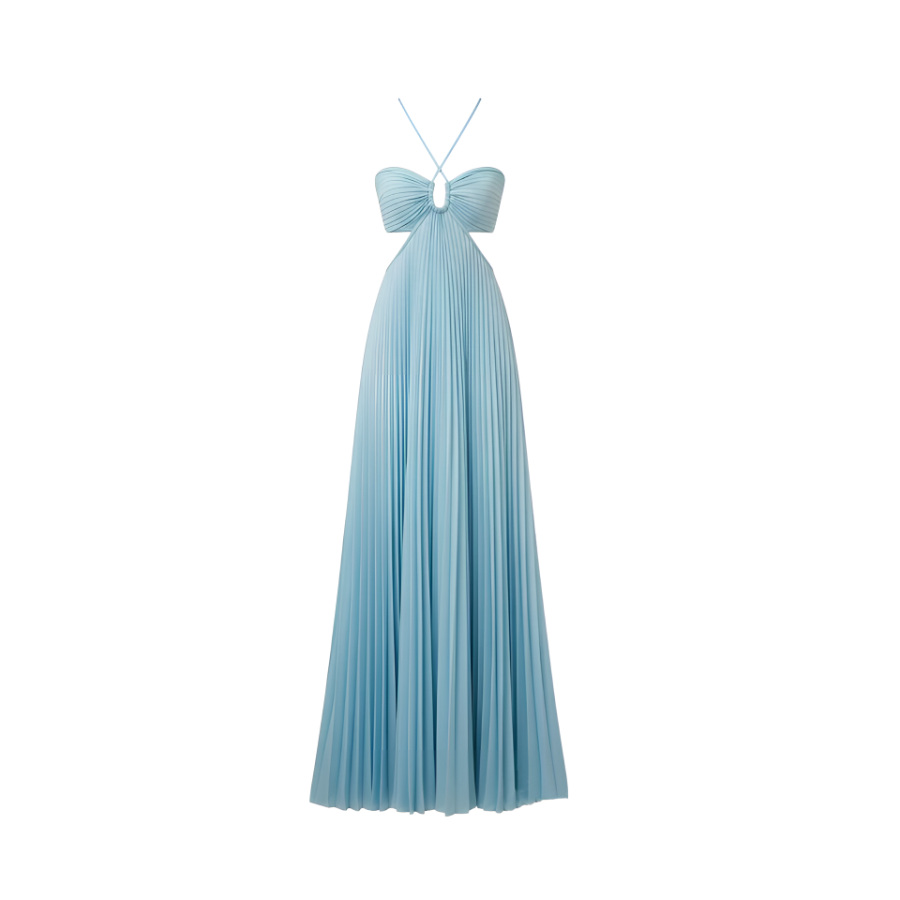 MTHE Slip Dresses Women's Light Blue Halter Moderate Long