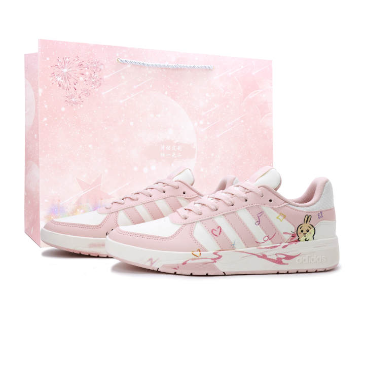 Adidas Adidas COURTBEAT Cherry Blossom Rabbit Language Synthetic Leather Lightweight Breathable Low top Skateboard Shoes