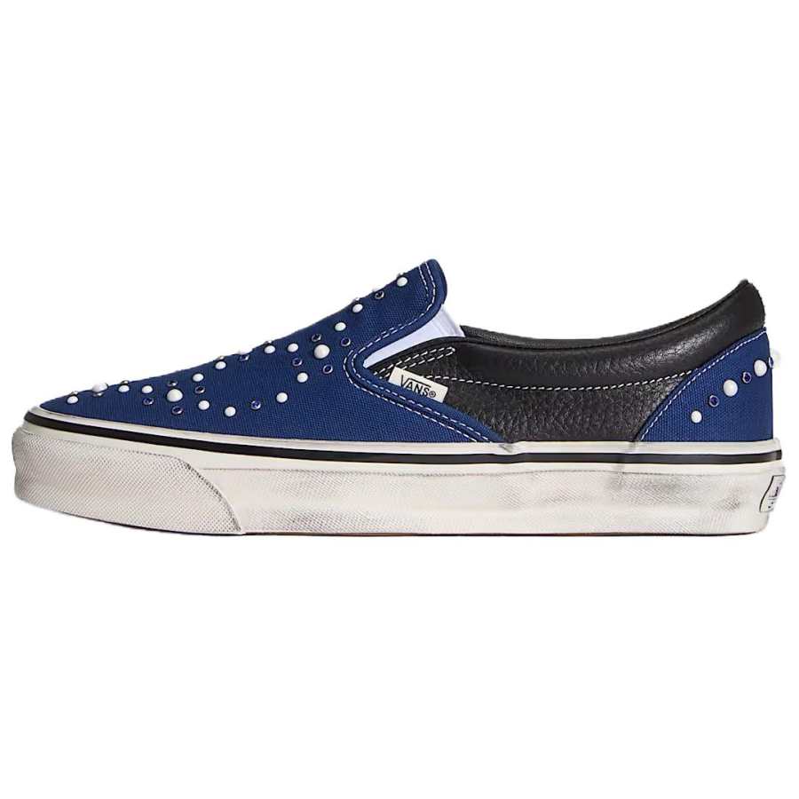 Vans Premium Classic Slip On Skateboard Shoes Unisex Blue Black