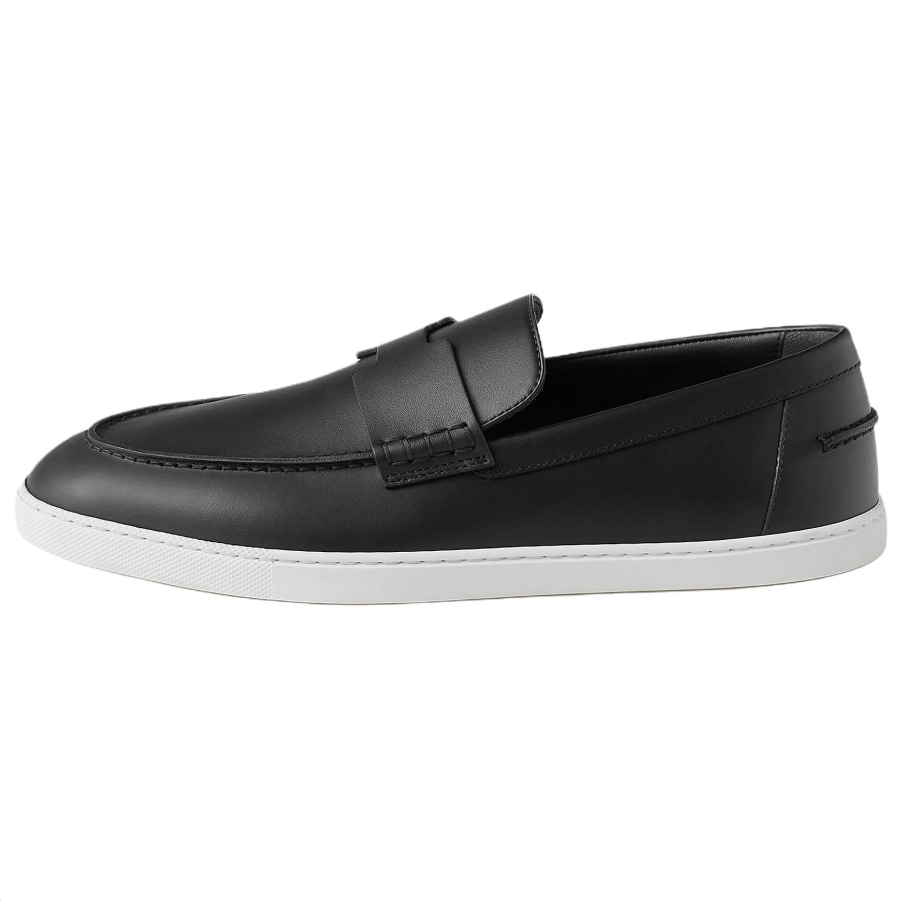 HERMES Job Calfskin Casual Shoes 1.7cm Men's Black