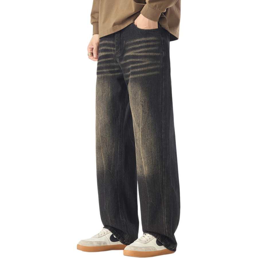 Tonlion Jeans Unisex Black Moderate Straight Fit Pants