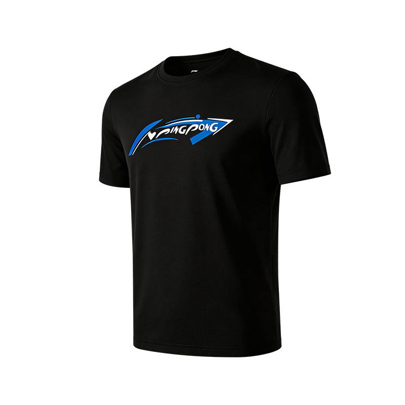 Li-Ning Li Ning T Shirts Unisex Black Crew Neck