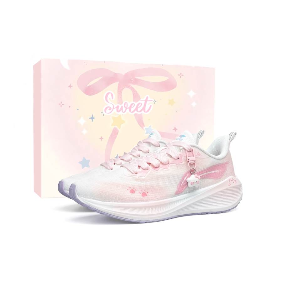 Li-Ning Li Ning Wuyue Cushioning Slip Resistant Abrasion Resistant Low top Casual Running Shoes Women's Pink White