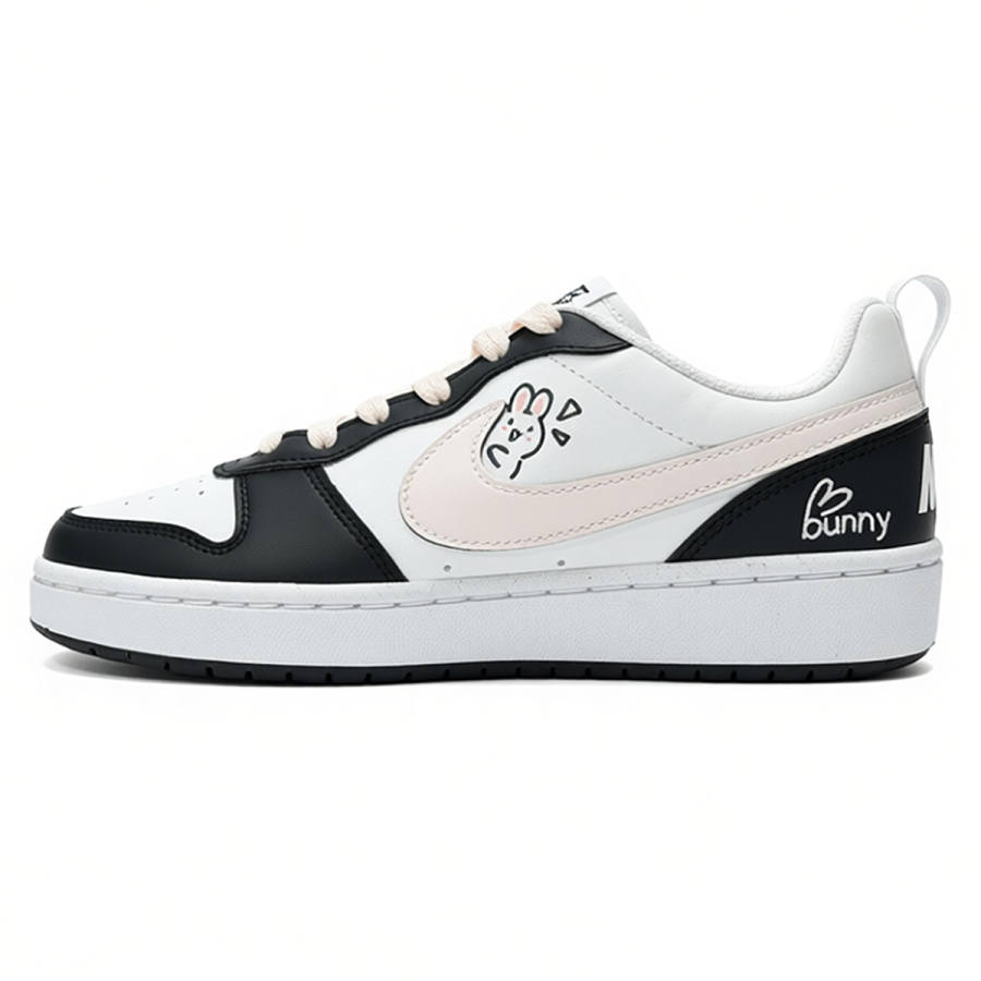 Nike Nike Court Borough Pink Rabbit Abrasion Resistant Slip Resistant Low top Skateboard Shoes Black Pink Kids'