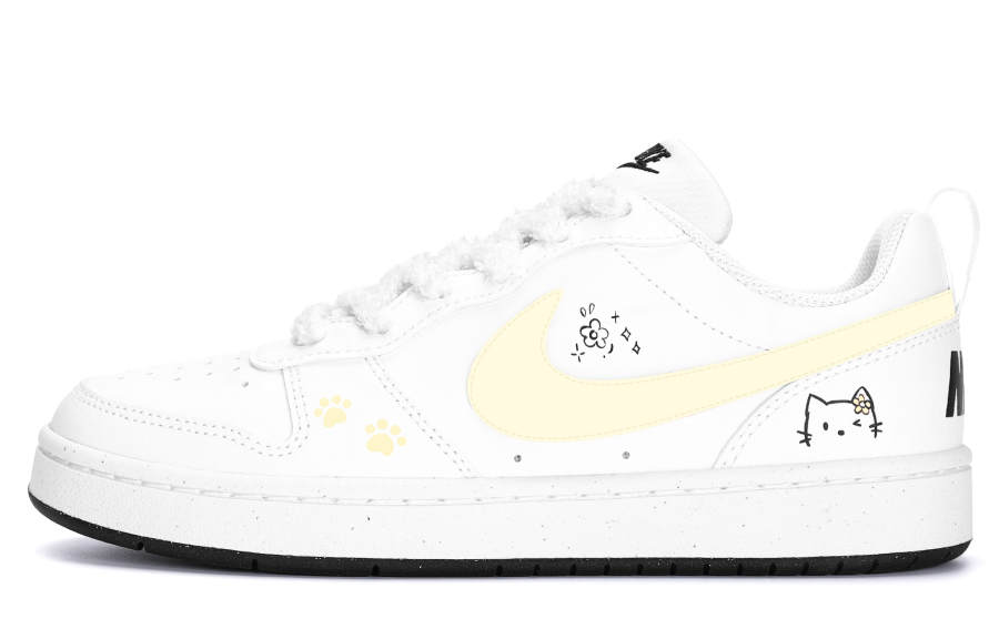 Nike Nike Court Borough Abrasion Resistant Lightweight Slip Resistant Low top Skateboard Shoes Women's Cream Yellow