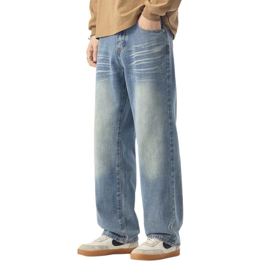 Tonlion Jeans Unisex Blue Moderate Straight Fit Pants