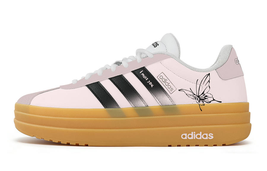 Adidas Adidas VL Court Bold Pink Butterfly Slip Resistant Abrasion Resistant Low top Skateboard Shoes Women's Pink