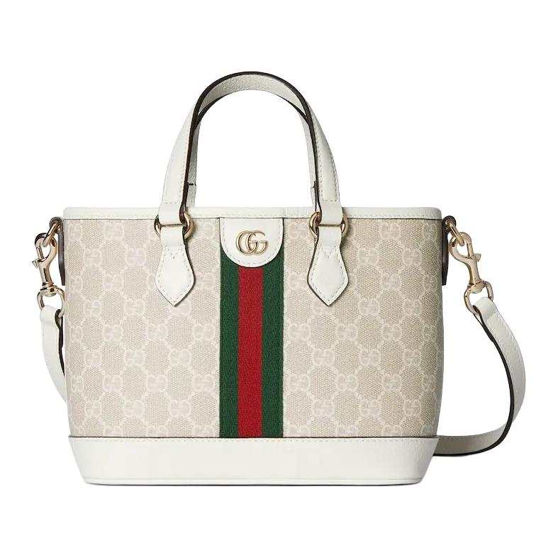 GUCCI Ophidia Canvas Tote Handbag Small Women's Beige