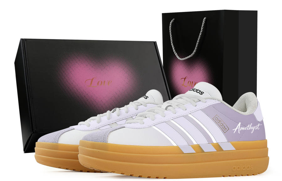 Adidas Adidas VL Court Bold Amethyst, Heart Box Abrasion Resistant Slip Resistant Low top Skateboard Shoes Women's Purple