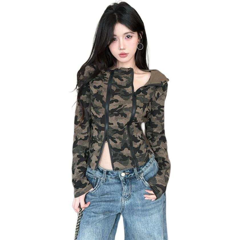 VENICEW Crop Tops Women's Camouflage Hooded Thin