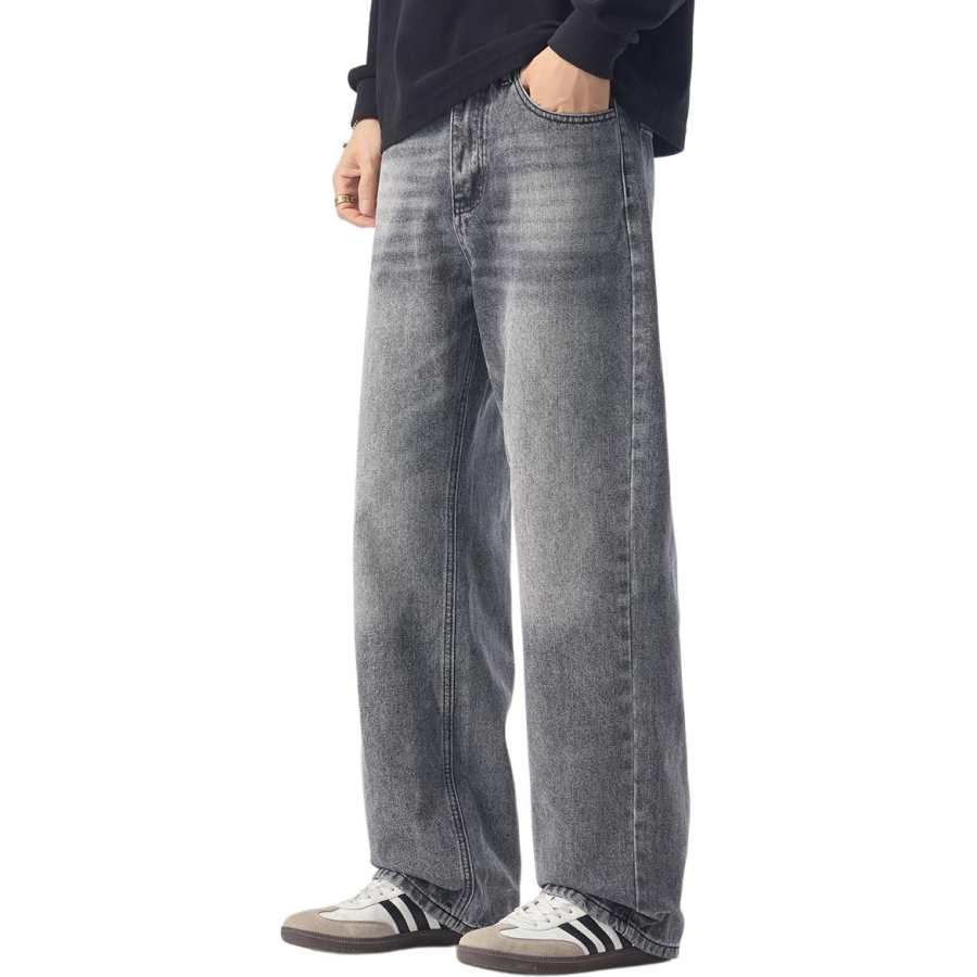 Tonlion Jeans Unisex Vintage Blue Moderate Straight Fit Pants