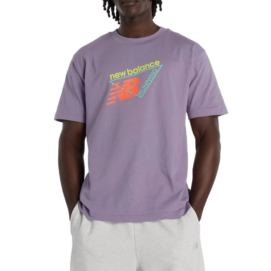 New Balance New Balance T Shirts Men's Preserved Violet Crew Neck Moderate