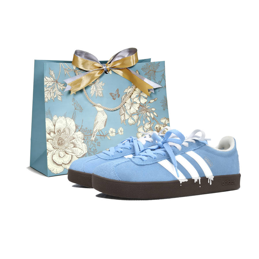 Adidas Adidas VL COURT 2.0 Ice Cream Abrasion Resistant Lightweight Low top Skateboard Shoes Unisex Blue White