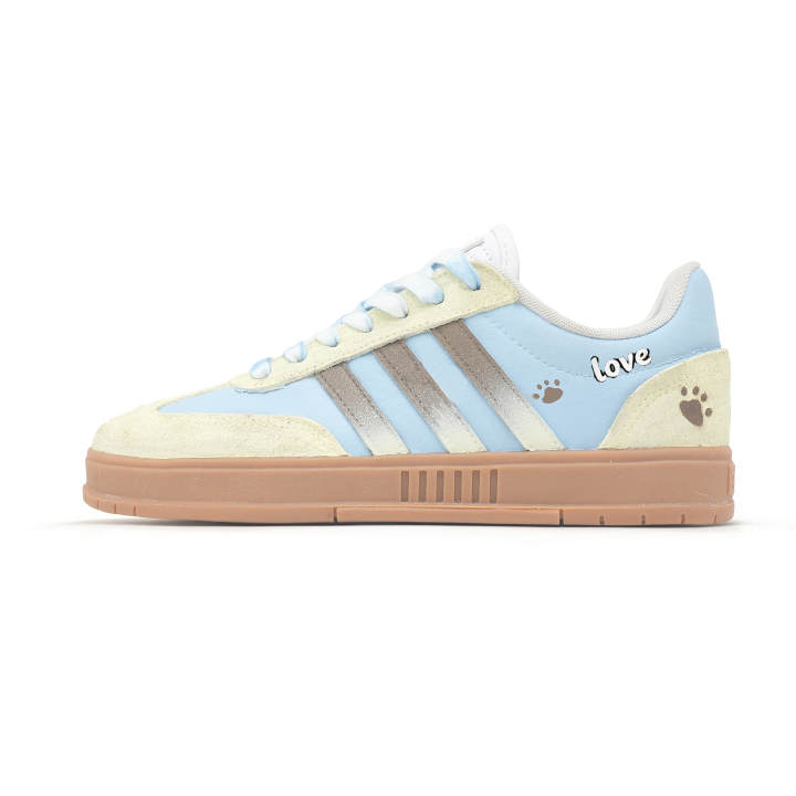 Adidas Adidas Gradas Light Blue Footprint Leather Low top Skateboard Shoes Unisex Milk Blue