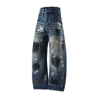 YIVIKII Jeans Unisex Blue Moderate Scimitar Pants