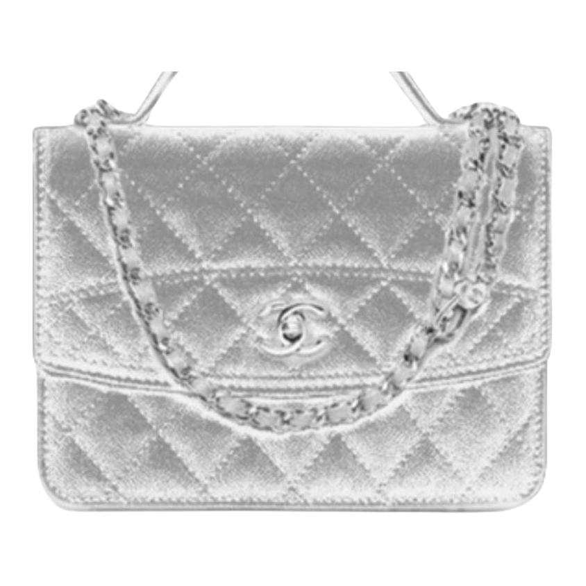 CHANEL Cow Leather One Shoulder Handbag Women's Silver