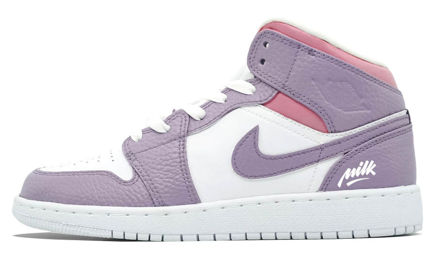 Jordan Jordan Air Jordan 1 Purple Charm Cherry Blossom Synthetic Leather Mid top Children's Basketball Shoes Teenagers