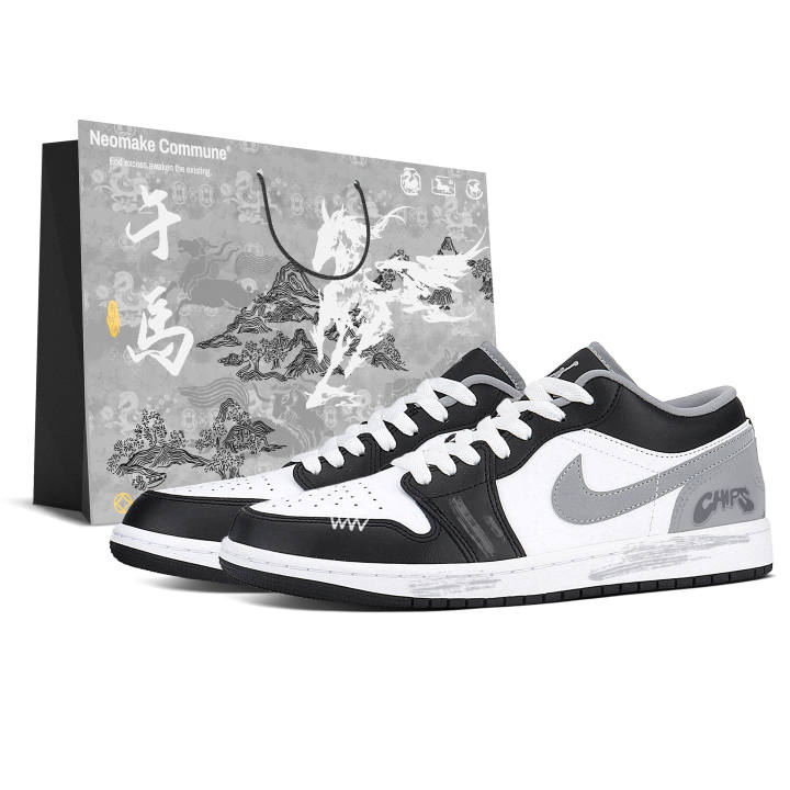 Jordan Jordan Air Jordan 1 Skateboard Shoes Unisex Black White Gray
