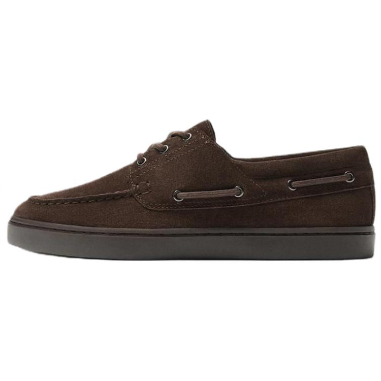 ZARA Leather Boat Shoes Men's Brown