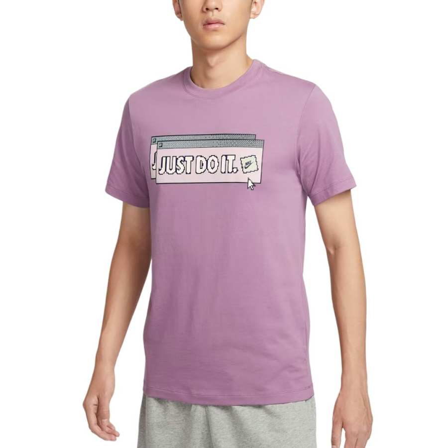 Nike Nike Sportswear T Shirts Men's Lavender Pink Crew Neck Thin