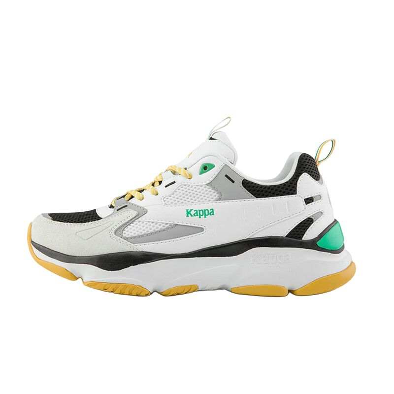 Kappa Synthetic Leather Cushioning Slip Resistant Abrasion Resistant Low top Chunky Sneakers Unisex White Yellow