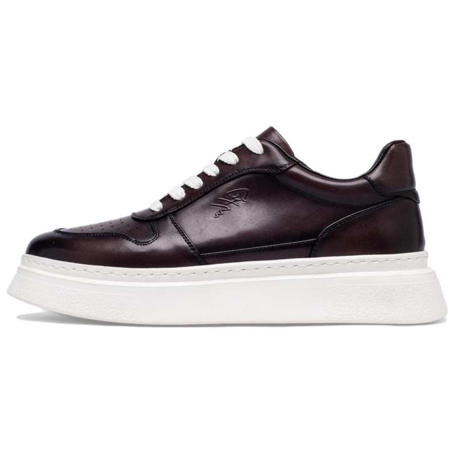 Hodo Top Grain Cow Leather Skateboard Shoes Men's Brown