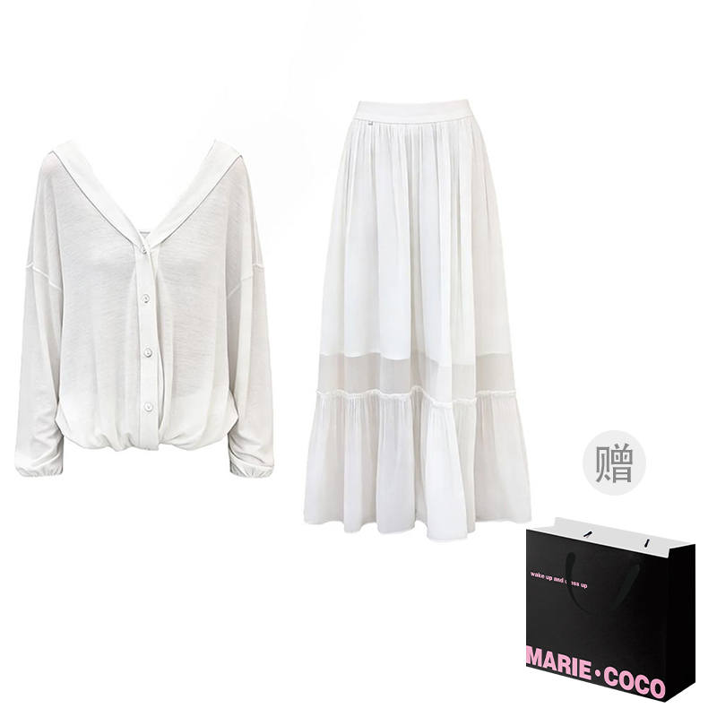 MARIE·COCO Two Piece Skirt Sets Women's V Neck Moderate Long