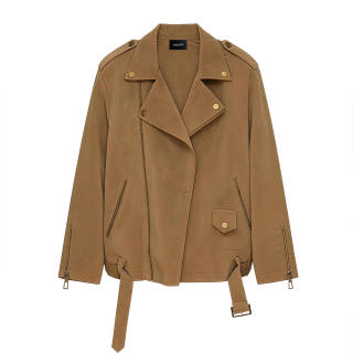 Aaisup Jackets Women's Khaki Lapel Moderate Workwear