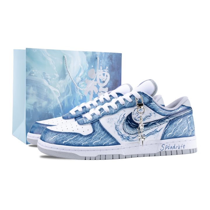 Nike Nike Big Blue And White Wave Low top Skateboard Shoes Men's White Blue