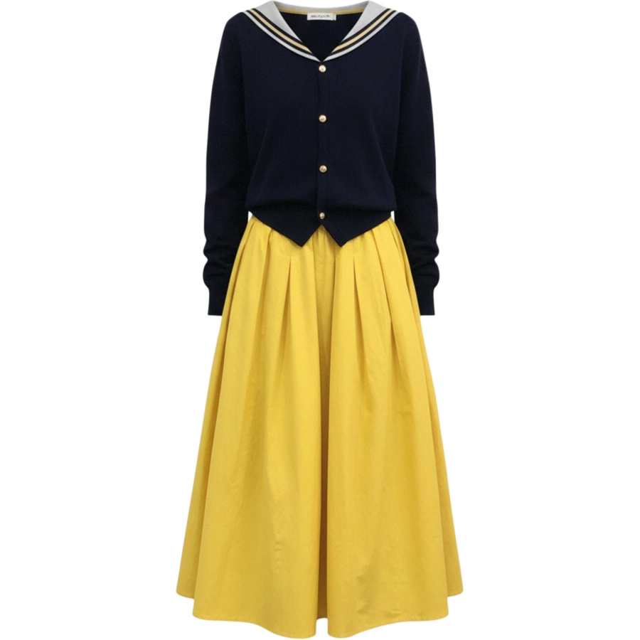 Sugarfunk Sugarfunk Two Piece Skirt Sets Women's Navy Collar Moderate Long
