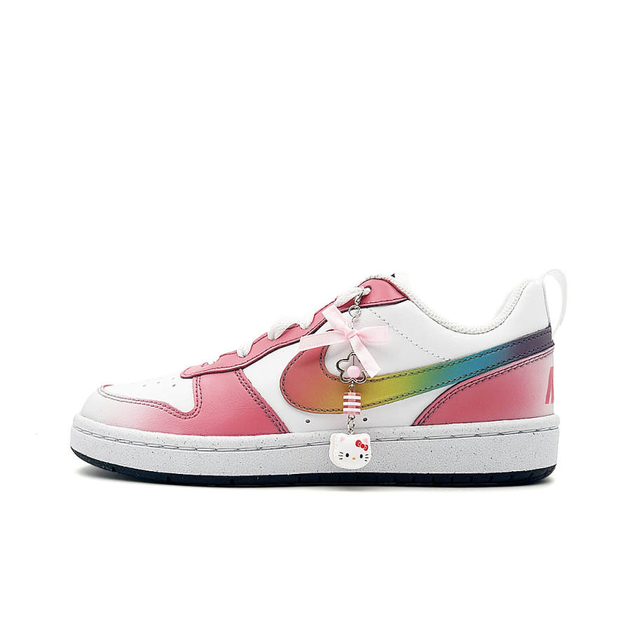 Nike Nike Court Borough Rainbow Bang Abrasion Resistant Slip Resistant Low top Kids' Skateboarding Shoes Pink Unisex