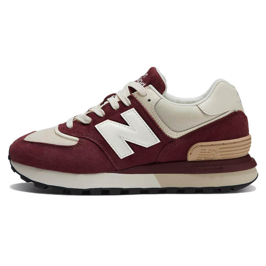 New Balance New Balance NB 574 Leather, Textile Cushioning Low top Casual City Commuting Running Shoes Unisex Burgundy