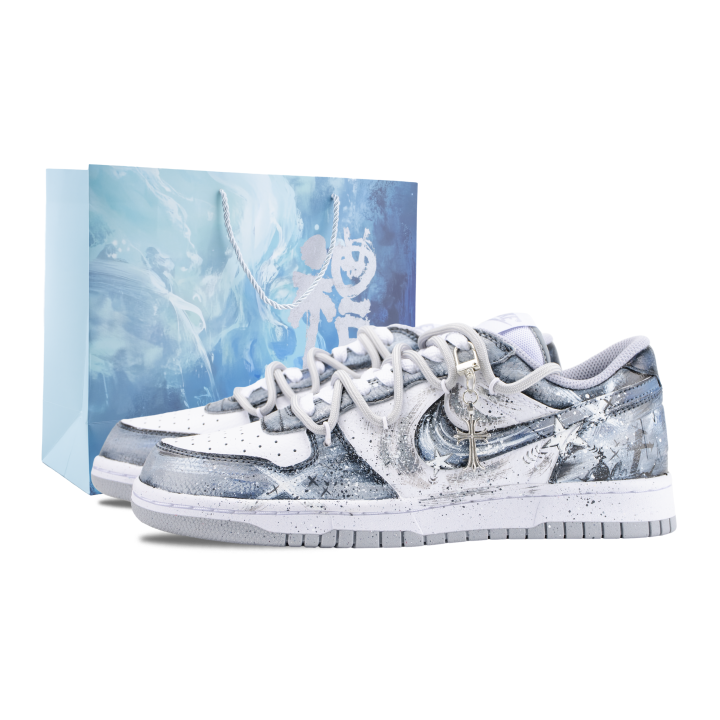 Nike Nike Big Ink Ash Starlight Abrasion Resistant Breathable Low top Skateboard Shoes Men's Gray White