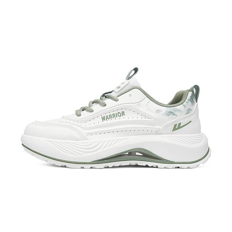 Warrior Cushioning Height Increasing Abrasion Resistant Lightweight Low top Running Shoes Men's White Green