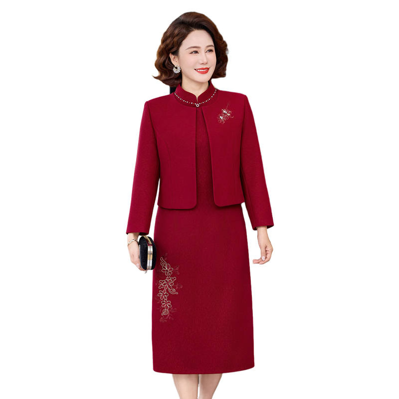 Hodo Two Piece Skirt Sets Women's Stand Collar Moderate Mid Length