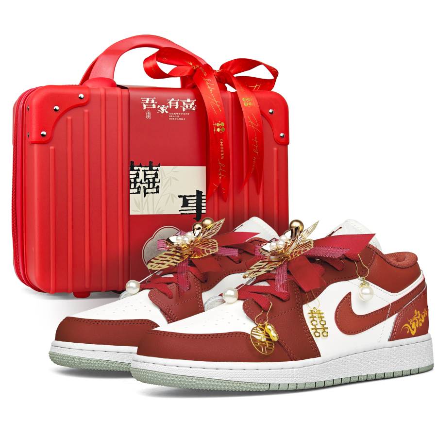 Jordan Jordan Air Jordan 1 Slip Resistant Abrasion Resistant Low top Skateboard Shoes Unisex Red
