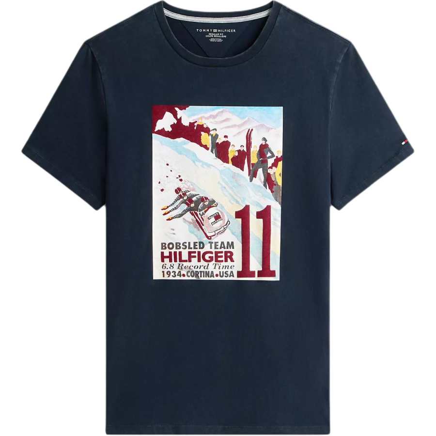 Tommy Hilfiger T Shirts Men's Marine Blue Crew Neck