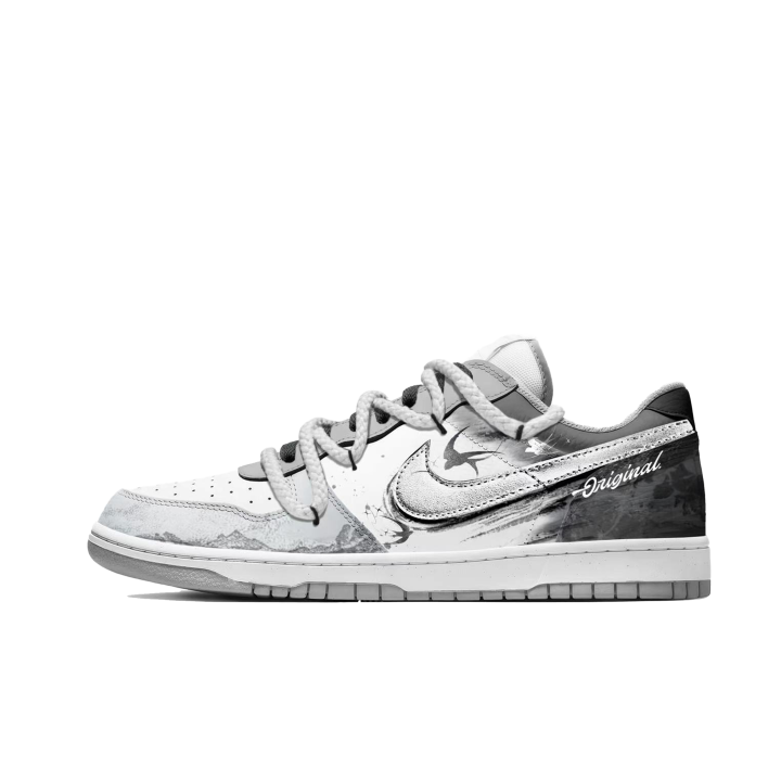 Nike Nike Big Low Lux Ink Wash Crane Returns Low top Skateboard Shoes Men's White
