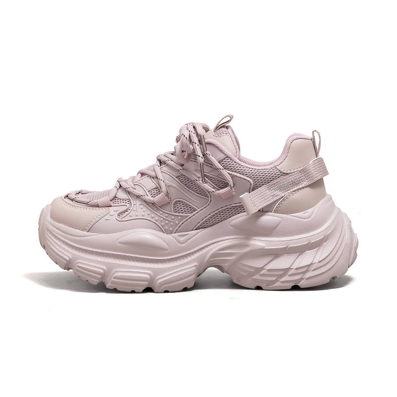 Warrior Cushioning Height Increasing Abrasion Resistant Lightweight Low top Chunky Sneakers Women's Purple Pink
