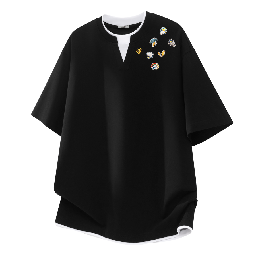 MINISO MINISO T Shirts Unisex Crew Neck Moderate Mock Two Piece