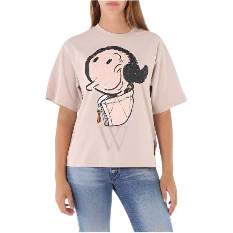 MONCLER GENIUS Drop Shoulder Sleeve T Shirt Women's Beige Yellow
