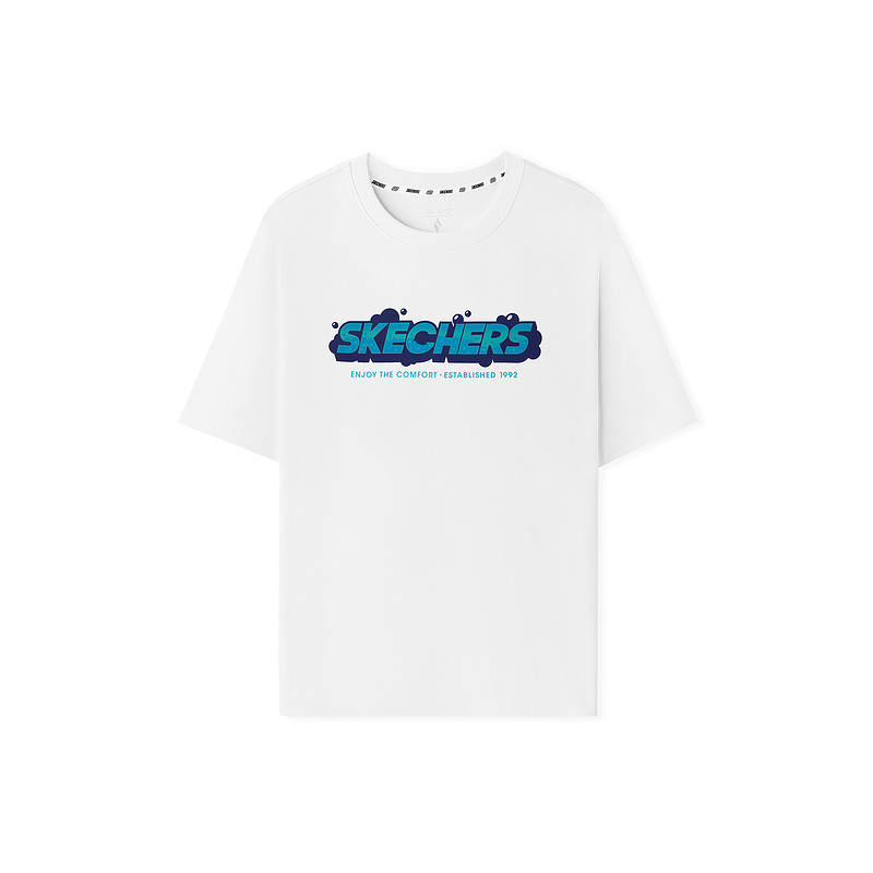 Skechers T Shirts Unisex Bright White/0019 Crew Neck Moderate