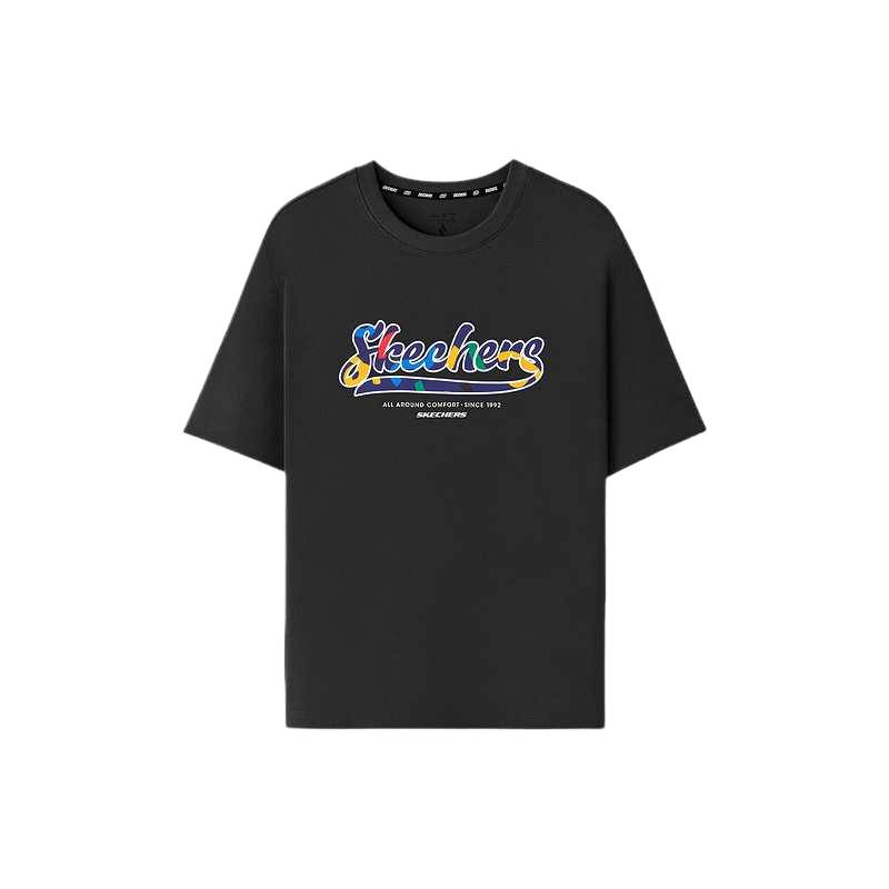 Skechers T Shirts Unisex Carbon Black 0018 Crew Neck Moderate