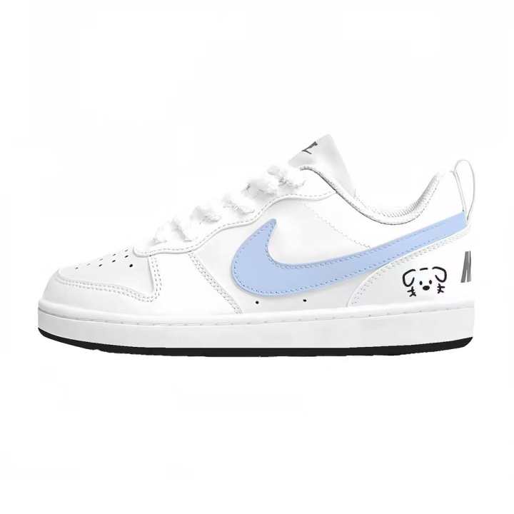 Nike Nike Court Borough Skateboard Shoes Unisex Low Top White Blue Colorway