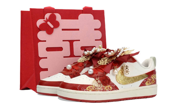 Nike Nike Court Borough Low 2 Auspicious Clouds, New Chinese Style, Silk Shoelace, Tearable Sticker